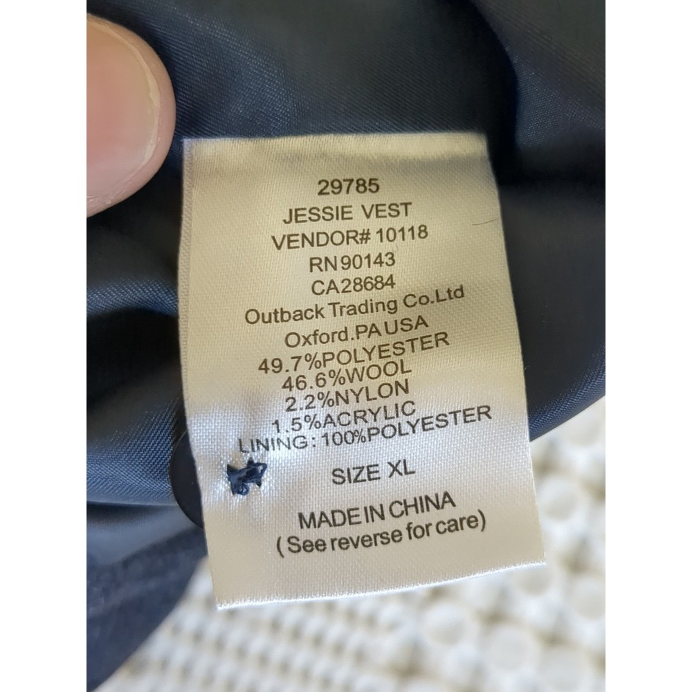 NWT Outback Trading Company Jesse Herringbone Wool Blend Vest Size XL Blue - Picture 9 of 9